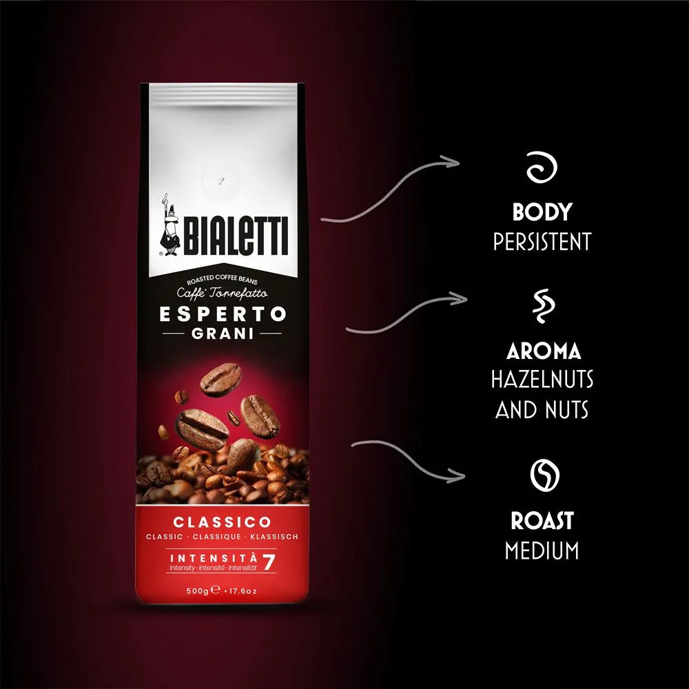 Bialetti Classico coffee beans/ café en grains QTY 500 grams 6 per case $ 71.94 SKU CF303217CAD-006