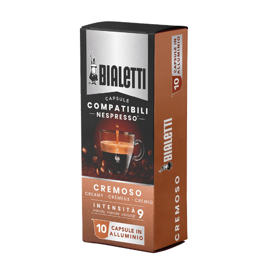 Bialetti Cremoso Nespresso compatible capsules Quantity 100 per case $ 53.90 SKU CF303309CAD-010