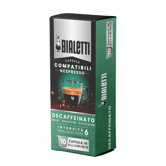 Bialetti Decaffeinato Nespresso compatible capsules Quantity 100 per case $ 53.90 SKU CF303314CAD-010