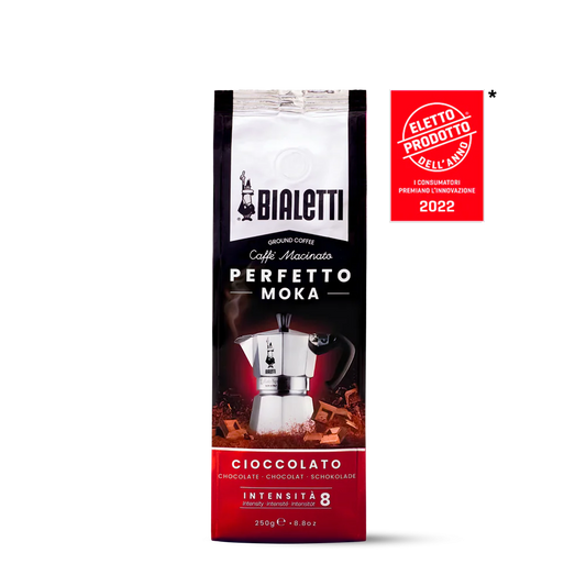 Bialetti Cioccolato roasted ground coffee / café moulu Qty 250 grams 6 per case $ 46.74 SKU CF303177CAD-007