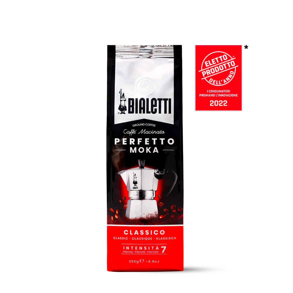 Bialetti Classico roasted ground coffee / café moulu Qty 250 grams 6 per case $ 46.74 SKU CF303164CAD-006