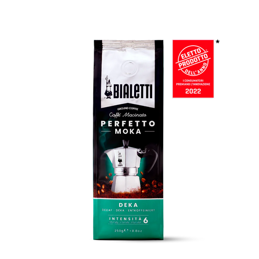 Bialetti Deka roasted ground coffee / café moulu Qty 250 grams 6 per case $ 46.74 SKU CF303166CAD-006