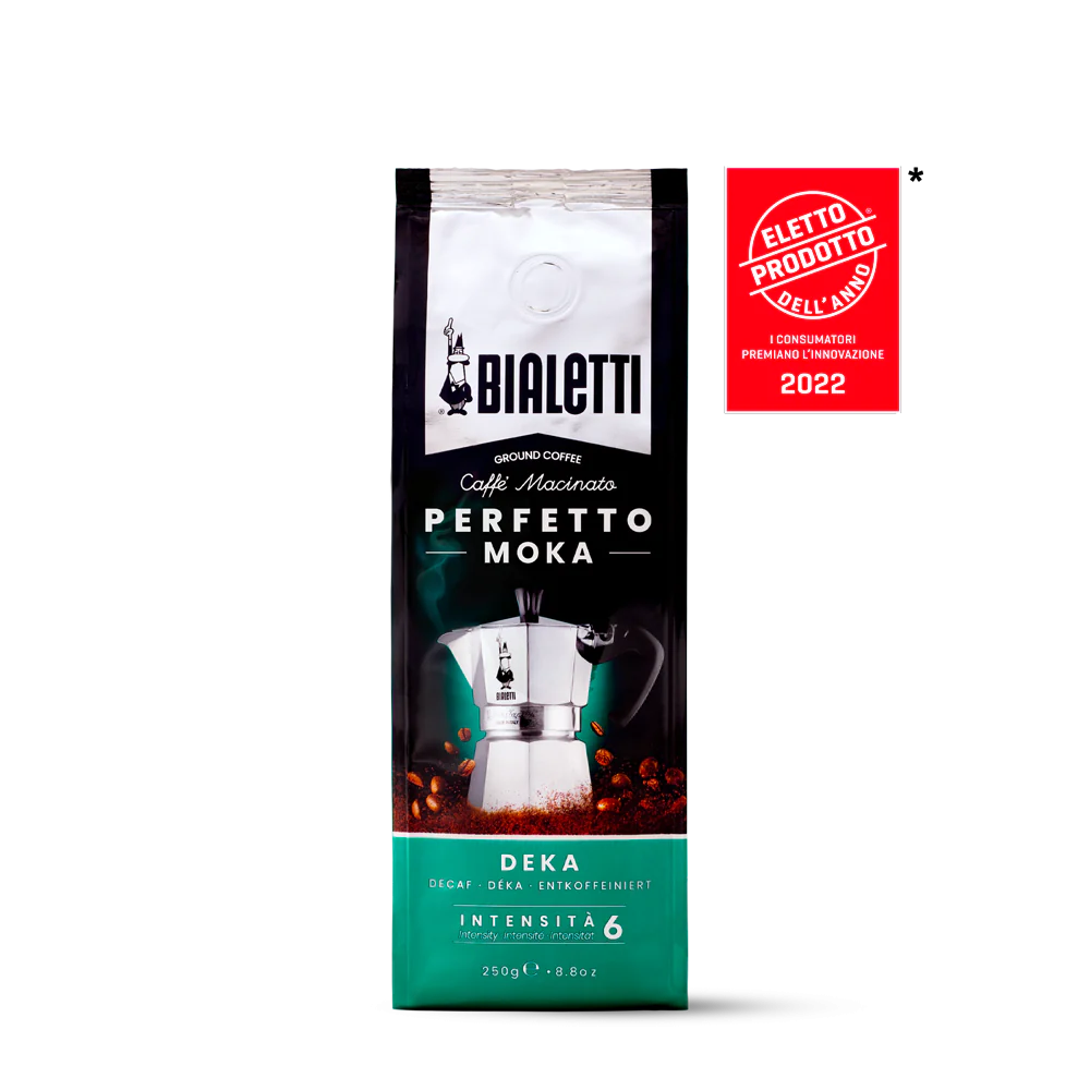 Bialetti Deka roasted ground coffee / café moulu Qty 250 grams 6 per case $ 46.74 SKU CF303166CAD-006