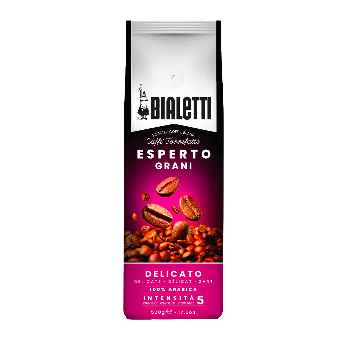 Bialetti Delicato coffee beans / café en grains  100% Arabica Qty 500 grams 6 per case $ 71.94  SKU CF303218CAD-006