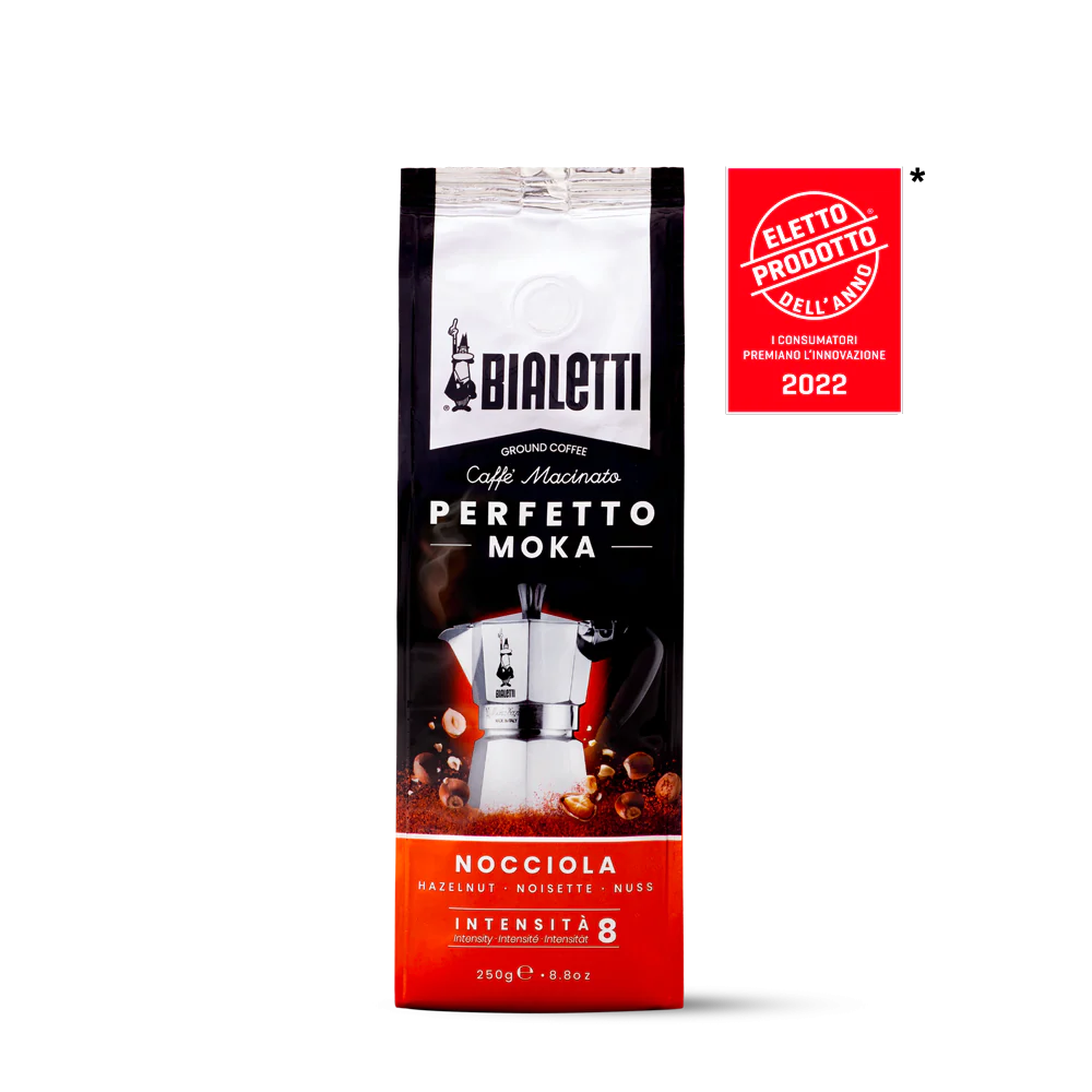 Bialetti Nocciola roasted ground coffee / café moulu Qty 250 grams 6 per case $ 46.74 SKU CF303167CAD-006